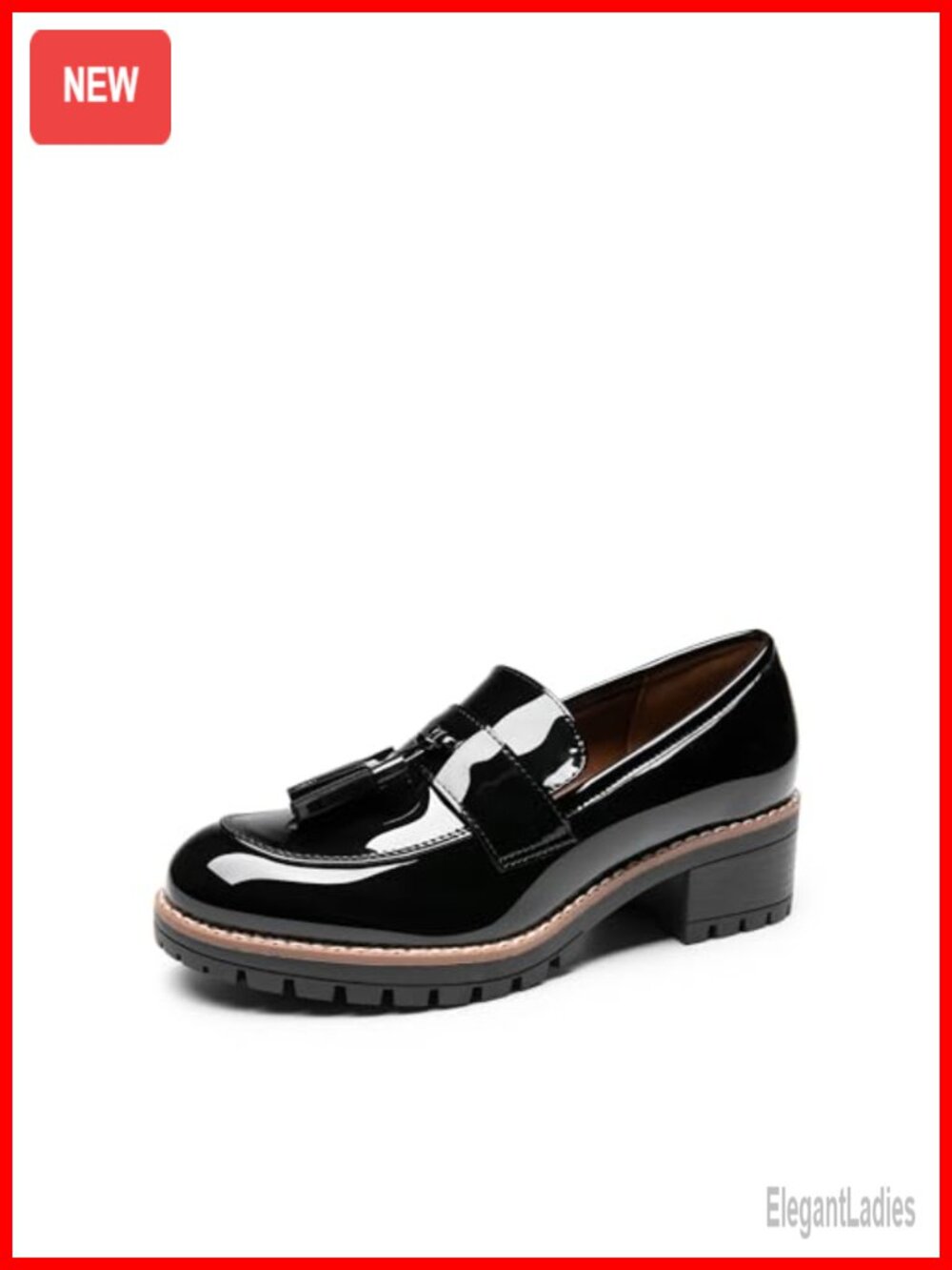 Chunky Loafers Business Casual Shoes Slip-On Lug Sole Vegan Leather